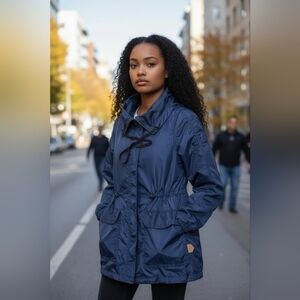 Coach Womens Navy Nylon Lightweight  Jacket Size Small